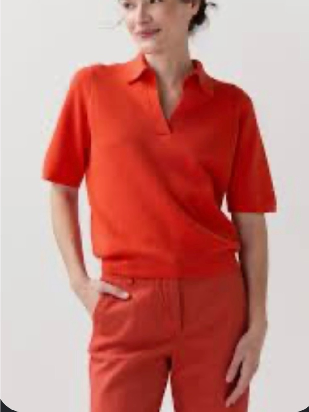 THML Women’s Size Small EUC Bright Orange Short Sleeve Collared Sweater - EUC